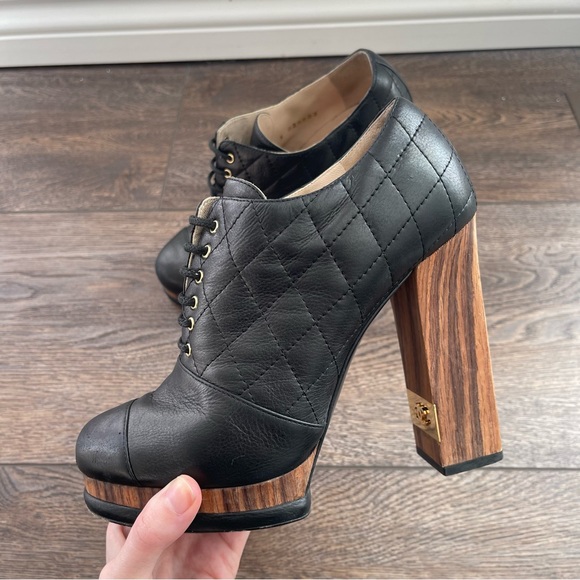 Chanel Black Leather Ankle Booties - Picture 3 of 16